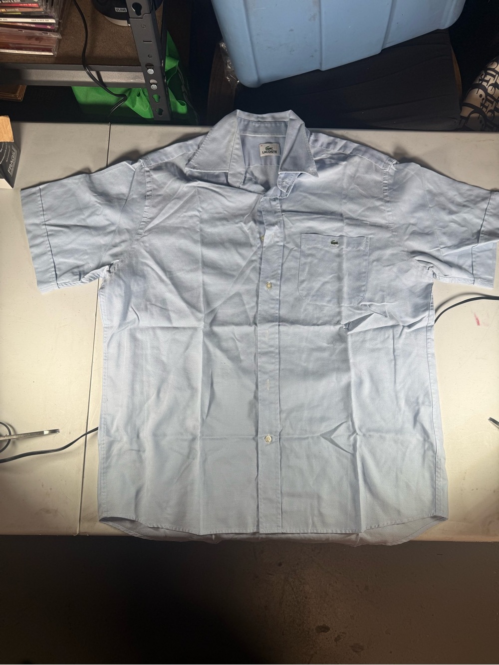 Lacoste Dress Shirt Size 41 - Light Blue Short Sleeve - Authentic